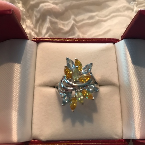 New Sterling Silver Ring w/Gemstones - Picture 1 of 8